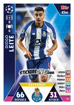 Sticker Diogo Leite - UEFA Champions League 2018-2019. Match Attax n. 347 - Topps