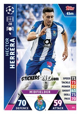Sticker Héctor Herrera - UEFA Champions League 2018-2019. Match Attax n. 351 - Topps