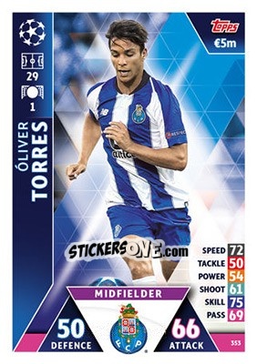 Sticker Óliver Torres - UEFA Champions League 2018-2019. Match Attax n. 353 - Topps