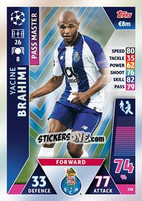 Sticker Yacine Brahimi - UEFA Champions League 2018-2019. Match Attax n. 358 - Topps