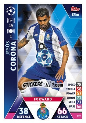 Sticker Jesús Corona - UEFA Champions League 2018-2019. Match Attax n. 359 - Topps