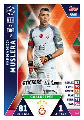 Sticker Fernando Muslera - UEFA Champions League 2018-2019. Match Attax n. 362 - Topps