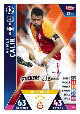 Sticker Ahmet Çalik - UEFA Champions League 2018-2019. Match Attax n. 363 - Topps