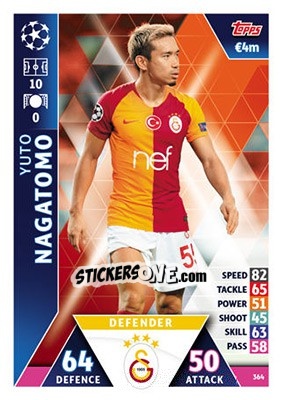 Sticker Yuto Nagatomo - UEFA Champions League 2018-2019. Match Attax n. 364 - Topps