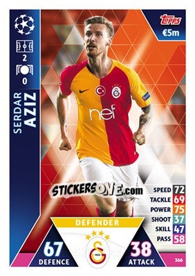 Sticker Serdar Aziz - UEFA Champions League 2018-2019. Match Attax - Topps
