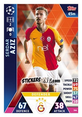 Sticker Serdar Aziz - UEFA Champions League 2018-2019. Match Attax n. 366 - Topps