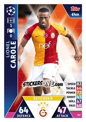 Sticker Lionel Carole - UEFA Champions League 2018-2019. Match Attax n. 367 - Topps