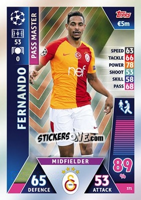 Sticker Fernando - UEFA Champions League 2018-2019. Match Attax n. 371 - Topps