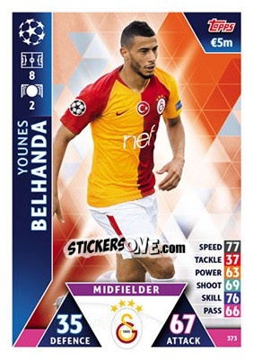 Sticker Younès Belhanda - UEFA Champions League 2018-2019. Match Attax - Topps