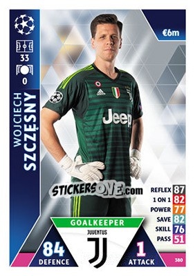 Sticker Wojciech Szczęsny - UEFA Champions League 2018-2019. Match Attax n. 380 - Topps