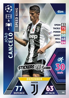 Sticker João Cancelo - UEFA Champions League 2018-2019. Match Attax n. 381 - Topps