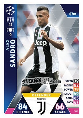 Sticker Alex Sandro - UEFA Champions League 2018-2019. Match Attax n. 382 - Topps