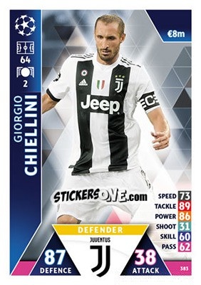 Sticker Giorgio Chiellini - UEFA Champions League 2018-2019. Match Attax n. 383 - Topps