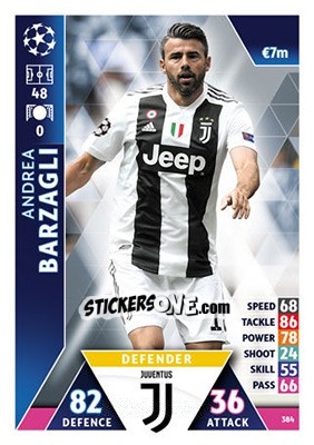 Sticker Andrea Barzagli - UEFA Champions League 2018-2019. Match Attax n. 384 - Topps