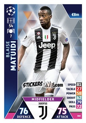 Sticker Blaise Matuidi - UEFA Champions League 2018-2019. Match Attax n. 388 - Topps