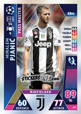Sticker Miralem Pjanic - UEFA Champions League 2018-2019. Match Attax n. 389 - Topps