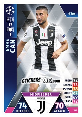 Sticker Emre Can - UEFA Champions League 2018-2019. Match Attax n. 390 - Topps
