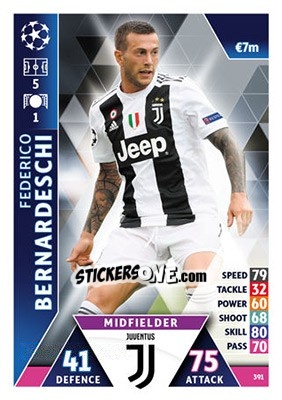 Sticker Federico Bernardeschi - UEFA Champions League 2018-2019. Match Attax n. 391 - Topps