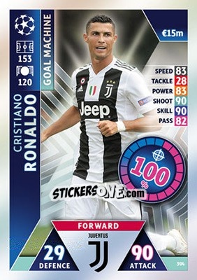 Sticker Cristiano Ronaldo - UEFA Champions League 2018-2019. Match Attax n. 394 - Topps