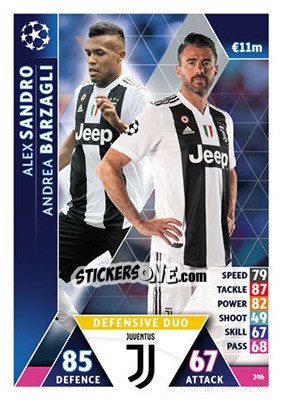 Sticker Alex Sandro / Andrea Barzagli - UEFA Champions League 2018-2019. Match Attax n. 396 - Topps