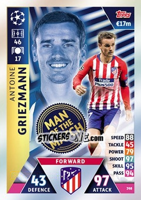Sticker Antoine Griezmann - UEFA Champions League 2018-2019. Match Attax n. 398 - Topps