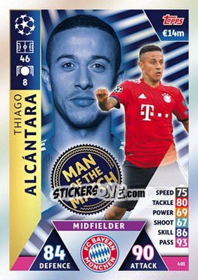 Figurina Thiago Alcantara - UEFA Champions League 2018-2019. Match Attax - Topps