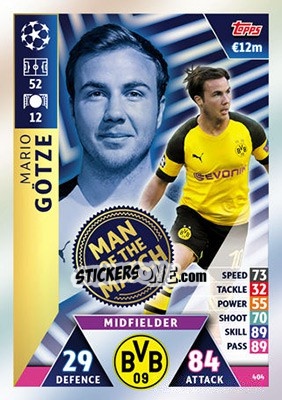 Sticker Mario Götze - UEFA Champions League 2018-2019. Match Attax n. 404 - Topps