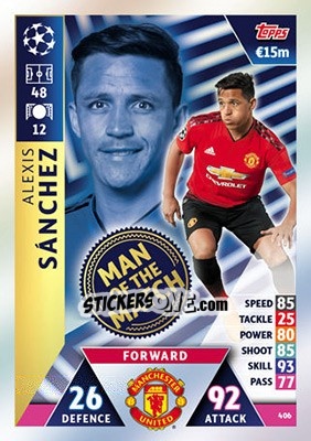 Sticker Alexis Sánchez - UEFA Champions League 2018-2019. Match Attax n. 406 - Topps