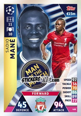 Sticker Sadio Mané - UEFA Champions League 2018-2019. Match Attax - Topps