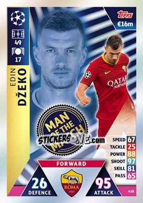 Sticker Edin Džeko - UEFA Champions League 2018-2019. Match Attax n. 410 - Topps
