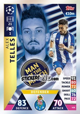 Sticker Alex Telles - UEFA Champions League 2018-2019. Match Attax n. 416 - Topps