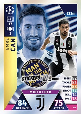 Sticker Emre Can - UEFA Champions League 2018-2019. Match Attax n. 418 - Topps