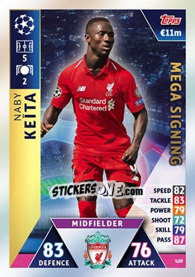 Sticker Naby Keïta - UEFA Champions League 2018-2019. Match Attax n. 420 - Topps