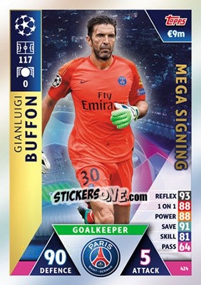 Sticker Gianluigi Buffon - UEFA Champions League 2018-2019. Match Attax n. 424 - Topps