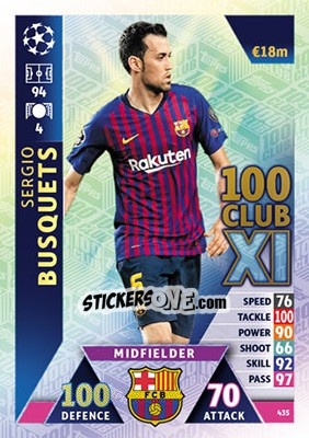 Sticker Sergio Busquets - UEFA Champions League 2018-2019. Match Attax n. 435 - Topps