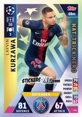 Sticker Layvin Kurzawa - UEFA Champions League 2018-2019. Match Attax n. 441 - Topps