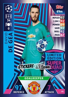 Sticker David De Gea - UEFA Champions League 2018-2019. Match Attax n. LE1 - Topps