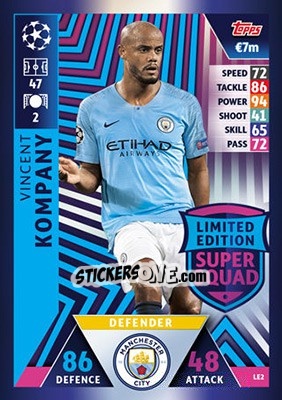 Sticker Vincent Kompany - UEFA Champions League 2018-2019. Match Attax n. LE2 - Topps