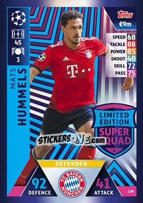 Cromo Mats Hummels - UEFA Champions League 2018-2019. Match Attax - Topps