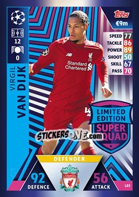 Sticker Virgil van Dijk - UEFA Champions League 2018-2019. Match Attax n. LE5 - Topps