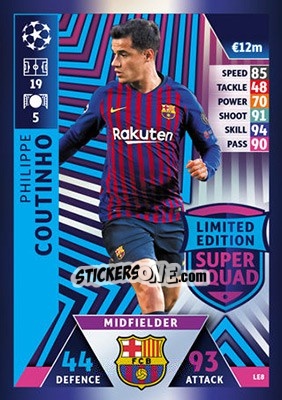 Sticker Philippe Coutinho - UEFA Champions League 2018-2019. Match Attax n. LE8 - Topps