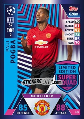 Sticker Paul Pogba - UEFA Champions League 2018-2019. Match Attax n. LE9 - Topps