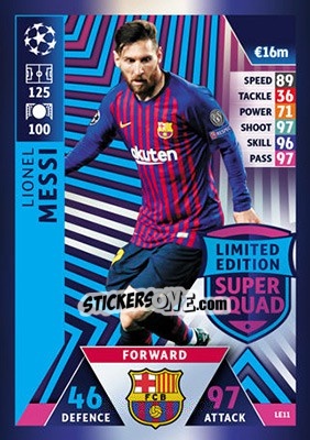 Sticker Lionel Messi - UEFA Champions League 2018-2019. Match Attax n. LE11 - Topps