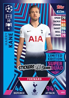 Sticker Harry Kane - UEFA Champions League 2018-2019. Match Attax n. LE12 - Topps