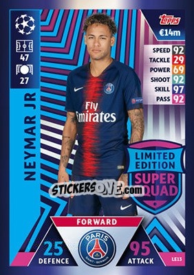 Sticker Neymar Jr - UEFA Champions League 2018-2019. Match Attax n. LE13 - Topps