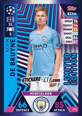 Sticker Kevin De Bruyne - UEFA Champions League 2018-2019. Match Attax n. LE15 - Topps