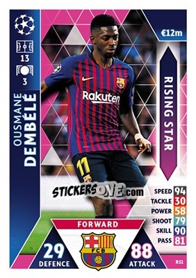 Sticker Ousmane Dembele - UEFA Champions League 2018-2019. Match Attax n. RS1 - Topps