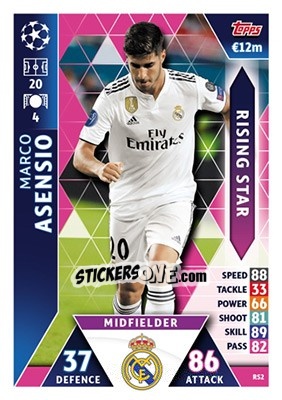Sticker Marco Asensio - UEFA Champions League 2018-2019. Match Attax n. RS2 - Topps