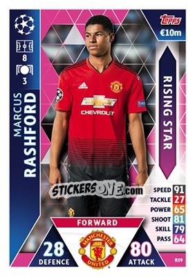 Sticker Marcus Rashford - UEFA Champions League 2018-2019. Match Attax n. RS9 - Topps