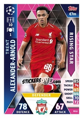 Sticker Trent Alexander-Arnold - UEFA Champions League 2018-2019. Match Attax n. RS11 - Topps